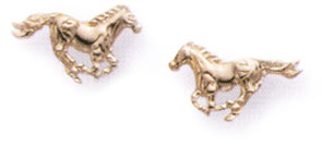 14K Gold Running Horses Earrings 