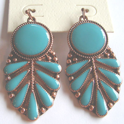 Copper/Turquoise Leaves Earrings