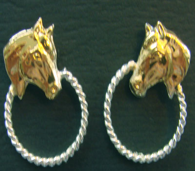Horsehead With Hoop Post Earrings