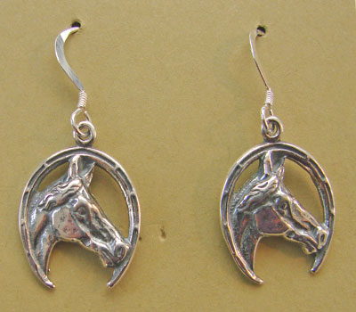  Sterling Horsehead in Horseshoe Earrings