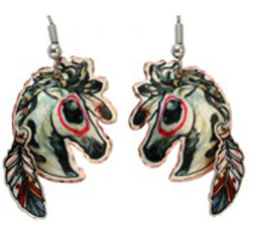 Painted Warrior Ponies Earrings