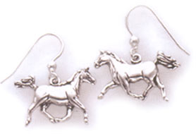Sterling Silver Arab Trotting Earrings Wire Hoops 