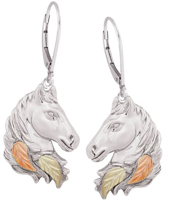 Sterling / Black Hills Gold Stallion Earrings