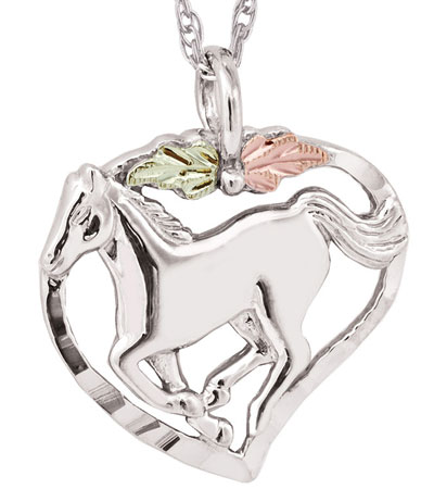  Sterling Silver Black Hills Horse in Heart Pendant 