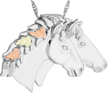 Sterling silver Double Horseheads Pendant