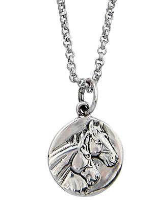 Sterling Round Horse Head Pendant