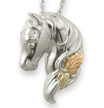  Sterling Silver Black Hills Gold  Horseshead Pendant 