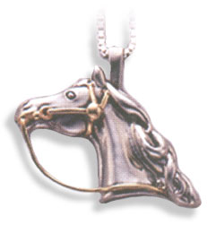 Sterling Silver & 14KT Gold Quarter Horse Head w/ Bridle Pendant (#GSP017)