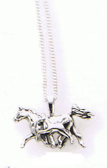 Sterling Silver Running Mare & Foal Pendant
