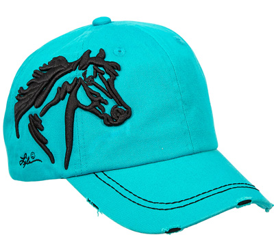 Embroidered Horsehead Cap / Turquoise