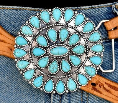 Turquoise Concho Style Belt Buckle