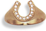 14KT Gold Small Horseshoe Ring w/ 13 Diamonds