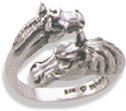 Sterling Silver Mare & Foal Small Adjustable Ring 