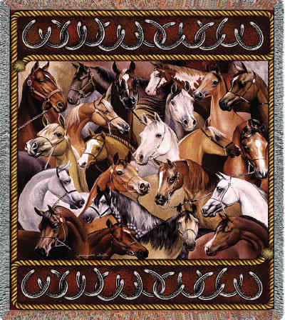 Bridled Horses Throw/Tapestry