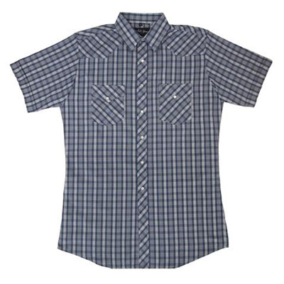 Men's Blue/White Plaid Short Sleeve Shirt