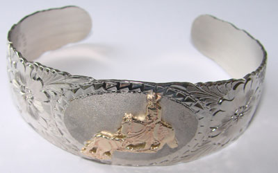 Custom Cutting Horse Cuff Bracelet  