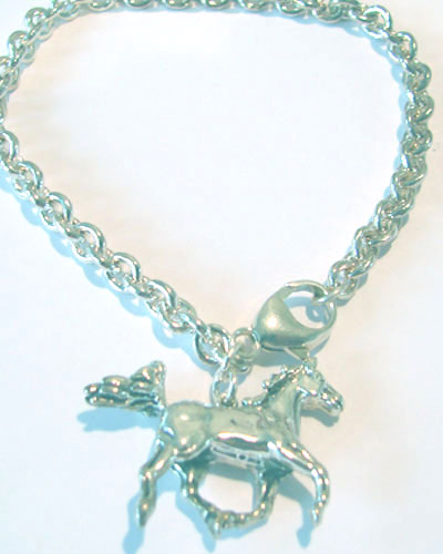 Sterling Silver Trotting Horse Charm Bracelet