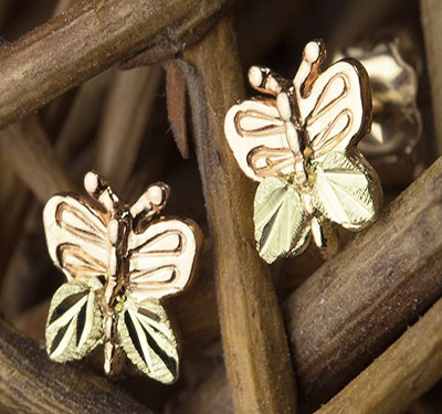 Black Hills Gold Butterfly Post Earrings