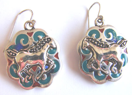 Horse Medallion Hook Earrings