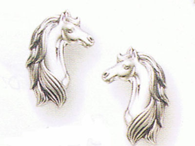 Sterling Silver Arabian Horsehead Post Earrings