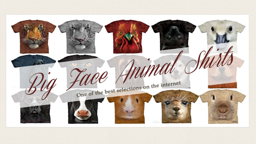 custom printed animal face t shirts and sweaters