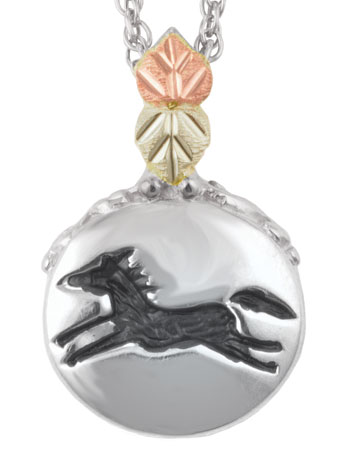 Sterling / Black Hills Gold Horse Pendant