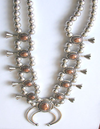 Silver / Copper Squash Blossom Pendant