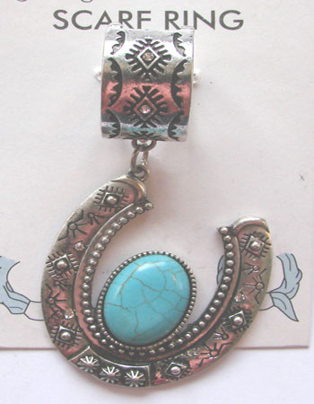 Horseshoe Turquoise Scarf Ring 