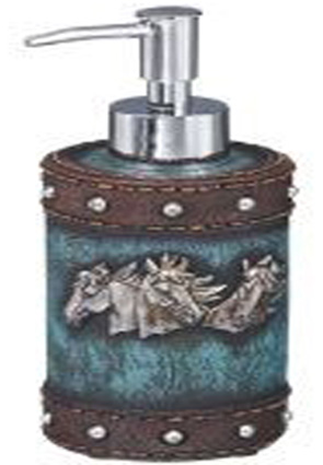 Blue Leather Horseheads Lotion/ Soap Pump   