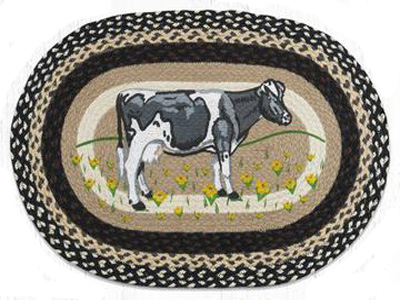 Cow in Field braided rug