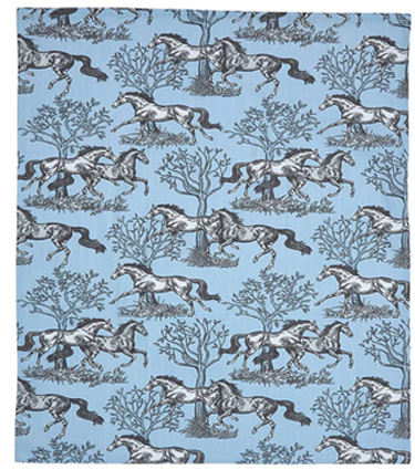  Horse Kitchen Towels Set Blue  