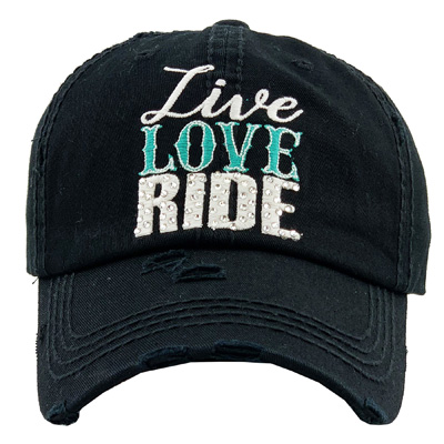 Embroidered Live Love Ride Cap / Black