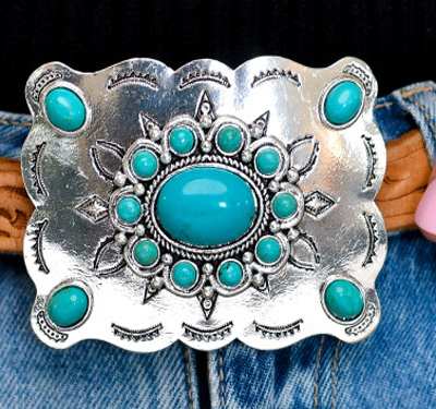 Turquoise/Silver Belt Buckle