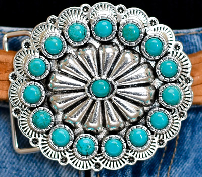Turquoise Concho Belt Buckle