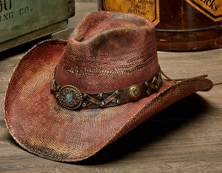Burgundy Straw Western Hat 