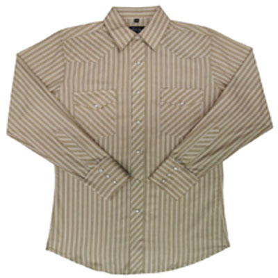 Men's Long Sleeve Tan Striped Shirt